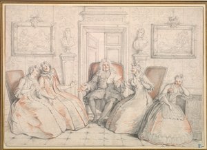 フィラミンテ、ベリセ、アルマンデへのトリソティン読書…、おそらくc。 1725-1726。 作： Charles Coypel