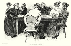 ミュンヘンでのチェッカーゲーム（リトグラフ） 作： Charles Dana Gibson