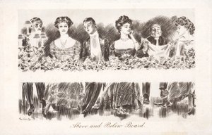 上と下のボード（リソグラフ 作： Charles Dana Gibson