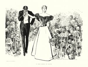 青春の庭で（リトグラフ） 作： Charles Dana Gibson