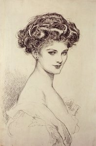 頭部の習作（紙にインク） 作： Charles Dana Gibson