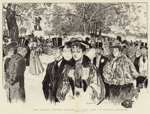 季節、日曜日の朝にハイドパークの教会パレード 作： Charles Dana Gibson