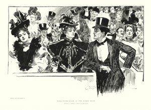 ホースショーでの野生の熱狂（リトグラフ） 作： Charles Dana Gibson