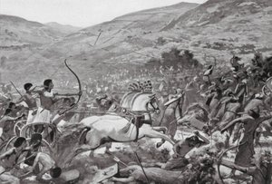 シリアにおけるセティ1世、第19王朝（リトグラフ） 作： Charles Daniel Ward
