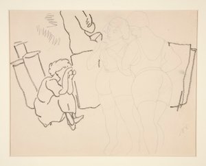 おそらくプロビンスタウンにあるビーチのフォーフィギュア 作： Charles Demuth