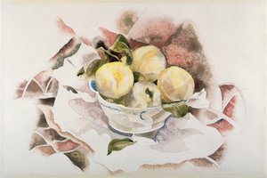 静物画「桃」1922年頃（紙に黒鉛の上に水彩）。 作： Charles Demuth