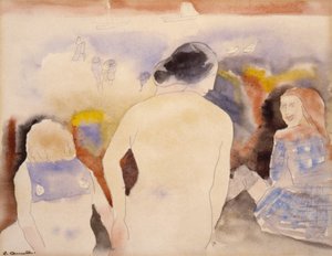 無題（黒髪の女と二人の子供） 作： Charles Demuth