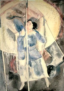 パンチバッグを持つ女（水彩・紙） 作： Charles Demuth