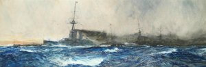 艦隊の他の主力艦を率いるHMSアイアン・デューク 作： チャールズ・ディクソン