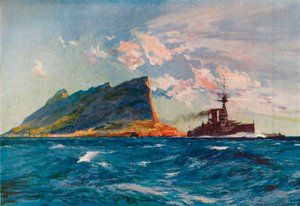 ジブラルタル沖のエリザベス女王、1918年頃1919年 作： Charles Dixon