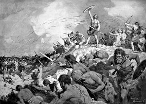 モンスバドニクスの戦い、西暦500年、西暦1920年。 作： Charles Dudley Tennant