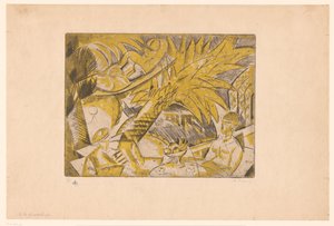 ヤシの木の下で日光浴をする人物 A la Guadeloupe (オブジェクトのタイトル) 作： Charles Dufresne (signed by artist)