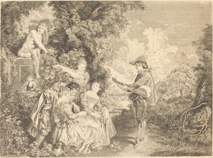 愛のレッスン 作： Charles Dupuis after Antoine Watteau