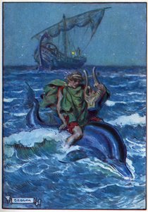アリオン、「子供の時間：古典からの物語」から、Waverley Book Companyが発行 作： Charles Edmund Brock
