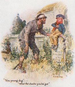 大きな期待、ピップは教会の墓地で囚人に遭遇 作： Charles Edmund Brock