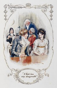 ジェーン・オースティン作「高慢と偏見」のイラスト「彼はとても嫌だと思う」 作： Charles Edmund Brock