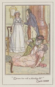 ジェーン・オースティンの「Sense and Sensibility」のイラスト（カラーリトグラフ）。
