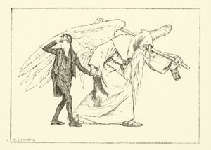チャールズ・ラムの「The Essays of Elia」の挿絵（彫刻）。 作： Charles Edmund Brock