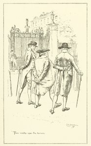 チャールズ・ラムの「The Essays of Elia」の挿絵（彫刻）。 作： Charles Edmund Brock