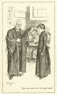 チャールズ・ラムの「The Essays of Elia」の挿絵（彫刻）。 作： Charles Edmund Brock