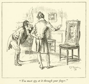 チャールズ・ラムの「The Essays of Elia」の挿絵（彫刻）。 作： Charles Edmund Brock