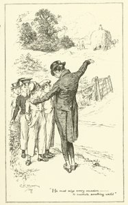 チャールズ・ラムの「The Essays of Elia」の挿絵（彫刻）。 作： Charles Edmund Brock
