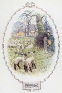 春になって、自慢の可愛らしさがよじ登ってくる（カラーリトグラフ 作： Charles Edmund Brock