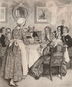 私に快適な家族の夕食を考えさせてください。、1862、1923。 作： Charles Edmund Brock