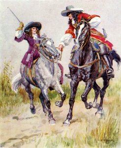 仮面のハイウェイマンが美しい少女を止める 作： Charles Edmund Brock