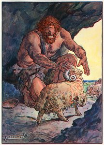 ウェザーリーブックカンパニーから出版された「子供の時間：古典からの物語」のポリフェムス 作： Charles Edmund Brock