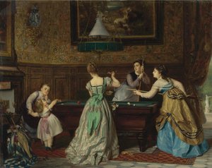 ビリヤードをする女性、1869 作： Charles Edouard Boutibonne