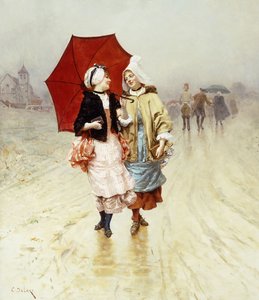 赤い傘、 作： Charles Edouard Delort