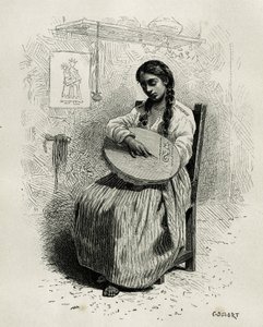 E.アンドレの「春分の日のアメリカ」の物語を説明するためのCh.Delortによるエドゥアール・シャルトの指揮のもと、フランス政府の任務として「Tour du monde」誌に掲載された刺繍職人。 作： Charles Edouard Delort