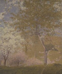 ヴェトゥイユ近郊のセーヌ川沿いの果樹園 作： Charles Edward Conder
