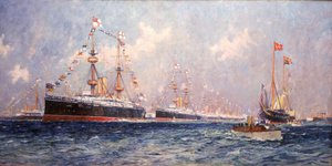 ヴィクトリア女王のダイヤモンド・ジュビリー（1819-1901）期間中の雑誌（1897年6月26日、イギリス・スピットヘッドにて 作： Charles Edward Dixon