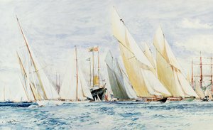 20 Seconds to Go：「White Heather」、「Cambria」、「Alstra」、「Westward」、「Britannia」、「Lulworth」、「Shamrock」、カウズでのヨット、