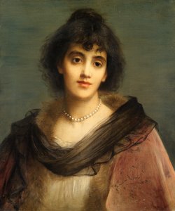 2番目のタンケレイ夫人としてのパトリック・キャンベル夫人（キャンバスに油彩） 作： Charles Edward Halle