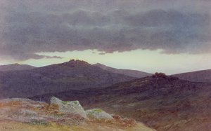 ダートムーアの夕暮れ (紙に水彩) 作： Charles Edward Jr. Brittan