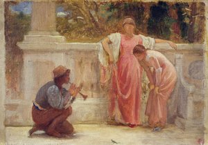 緑のトカゲ、1902年（船に鉛筆と油） 作： Charles Edward Perugini