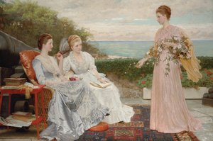 城壁、ウォルマー城：グランビル伯爵夫人の肖像、ビクトリア女王とメアリーレブソンガワー、1891年 作： Charles Edward Perugini