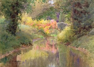 ランカシャー、ホートンタワーの庭の秋 作： Charles Edwin Flower