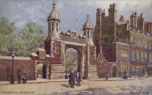 ロンドン、リンカーンズ・インの入り口（カラーリトグラフ 作： Charles Edwin Flower