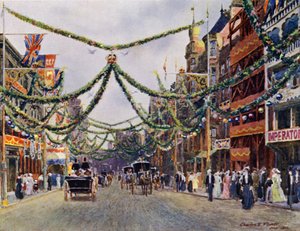 1902年6月26日に装飾されたセントジェームスストリート 作： Charles Edwin Flower