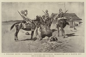 ウェルカムドリンク、オーストラリアの兵士、カフィールハットでリフレッシュ 作： Charles Edwin Fripp