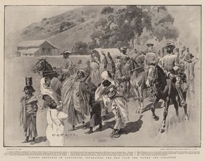 レディスミスのヒンドゥー難民、男性と女性と子供を分離 作： Charles Edwin Fripp
