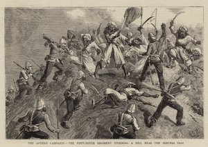 アフガン作戦、セブンディ峠近くの丘を襲撃する第59連隊 作： Charles Edwin Fripp