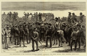 トランスバールでの交渉、ジュベール将軍は、退去のホームワードの前にボーアーズを演説