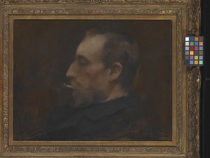 男の肖像（木に油彩） 作： Charles Emile Auguste Carolus Duran