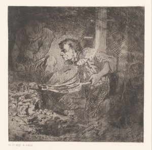 ふいごを持つ鍛冶屋 作： Charles Emile Jacque (attributed to)