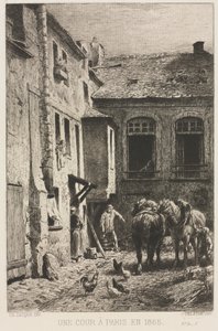 パリの中庭 作： Charles Emile Jacque